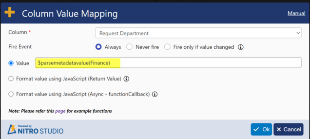 Target Setting Samples Managed Metadata in Form Event Actions - Crow Canyon Software Support